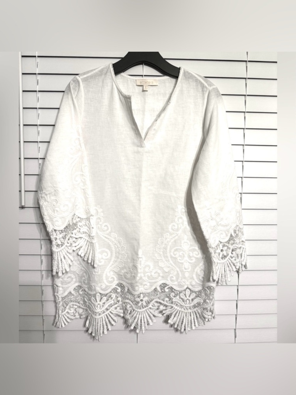 #7)  Etcetera embroidery Linen & Viscose blend top size 8